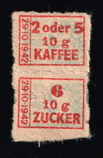1942 WWII Ration Coupons, Third Reich, Germany, Pair