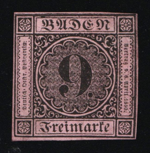 1851 9Kr Baden, German States, Germany (Mi. 4 b, Signed, CV $140)
