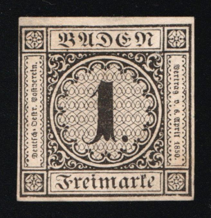 1853 1Kr Baden, German States, Germany (Mi. 5, CV $240)