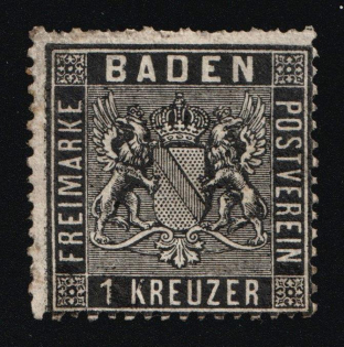 1860 1Kr Baden, German States, Germany (Mi. 9, CV $130)