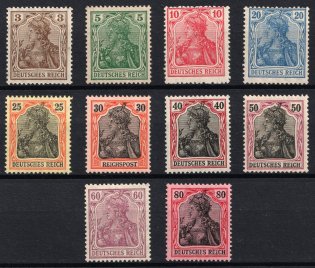 1915-19 German Empire, Germany (Mi. 84 II - 93 II, Full Set, CV $50)