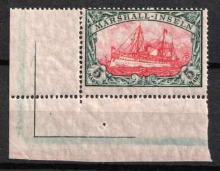 1916 5m Marshall Islands, German Colonies, Kaiser’s Yacht, Germany (Mi. 27 B, Corner Margin, CV $180, MNH)