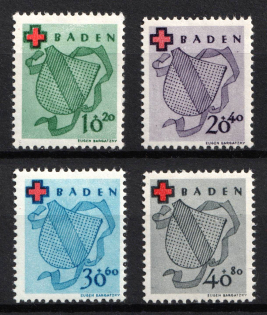 1949 Baden, French Zone of Occupation, Germany (Mi. 42 A - 45 A, Full Set, CV $50)