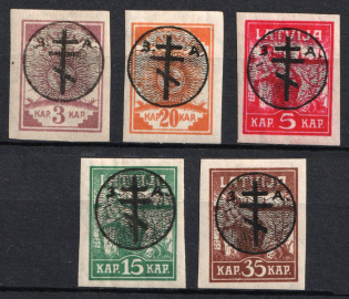 1919 West Army, Russia, Civil War (Russika 12, 15, 20 Tt, 21 - 22, 5k OFFSET, Signed, CV $160)