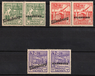 1946 Eilenburg (Saxony), Germany Local Post, Se-tenants (Mi. W Zd I A, W Zd II A, W Zd III A, Unofficial Issue, Full Set, CV $140)