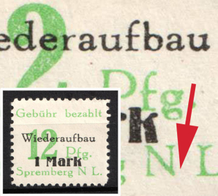 1946 12pf Spremberg (Lower Lusatia), Germany Local Post (Mi. 22 VIII, Point after 'N' missing, Unofficial Issue, CV $30)