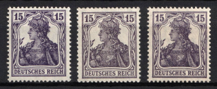 1917 15pf German Empire, Germany (Mi. 101 (a, b, c), Full Set, CV $320, MNH)