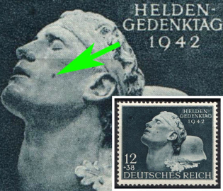 1942 12pf Third Reich, Germany (Mi. 812 V 'Birthmark' on Cheek, Full Set, CV $80)