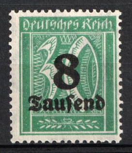 1923 8Tsd on 30pf Weimar Republic, Germany (Mi. 278 Y, CV $100, MNH)