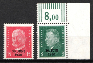 1930 Weimar Republic, Germany (Full Set, Corner Margin, Plate Number, MNH)