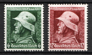 1935 Third Reich, Germany (Mi. 569 y - 570 y, Full Set, CV $30, MNH)