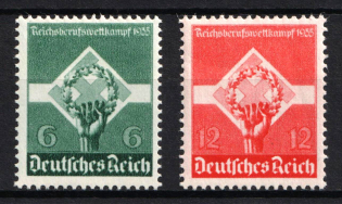 1935 Third Reich, Germany (Mi. 571 x - 572 x, Full Set, CV $30, MNH)