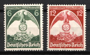 1935 Third Reich, Germany (Mi. 586 x - 587 x, Full Set, CV $30, MNH)