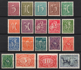 1921 Weimar Republic, Germany (Mi. 158 - 176, Full Set, CV $30)