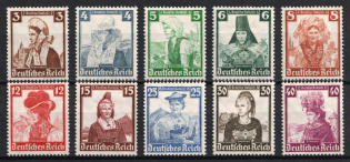 1935 Third Reich, Germany (Mi. 588 - 597, Full Set, CV $50)
