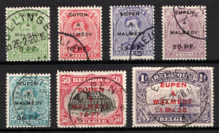 1920 Eupen and Malmedy, Belgium, German Occupation, Germany (Mi. 1 - 7, Used, CV $70)
