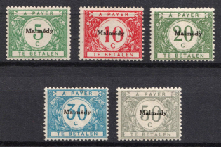 1920 Malmedy, Belgium, German Occupation, Germany, Official Stamps (Mi. 1 - 5, Full Set, CV $60)