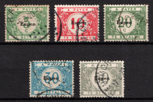 1920 Eupen, Belgium, German Occupation, Germany, Official Stamps (Mi. 1 - 5, Full Set, Used, CV $40)