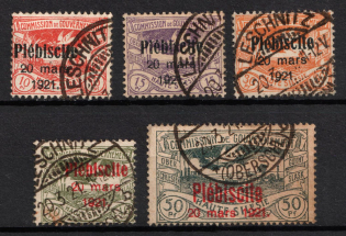 1921 Joining of Upper Silesia, Germany (Mi. 30 - 31, 34 - 36, Used, CV $130)