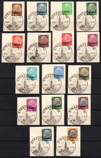 1940 Alsace on pieces, German Occupation, Germany (Mi. 1 - 16, Full Set, Used, CV $40)