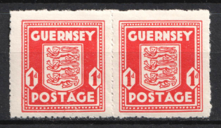 1943 1p Guernsey, German Occupation, Germany, Pair (Mi. 2 bv, CV $50, MNH)