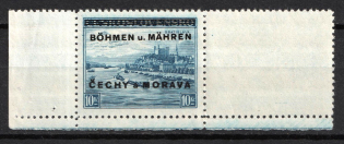 1939 10kc Bohemia and Moravia, Germany (Leerfeld, Empty Field, Margins, Signed)
