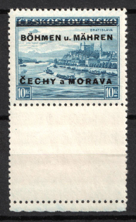 1939 10kc Bohemia and Moravia, Germany (Leerfeld, Empty Field, Margin, Signed)