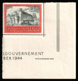 1944 10zl General Government, Germany (Mi. 125, Full Set, Corner Margin, CV $30, MNH)