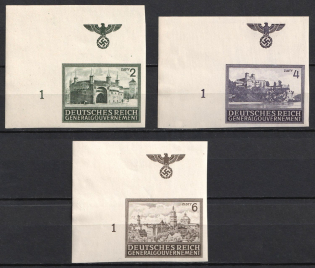 1943 General Government, Germany (Imperforate, Corner Margins, Plate Numbers)