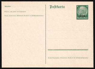 1940 6pf Alsace, German Occupation, Germany, Postal Stationery Postcard (Mint)