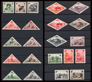 1936 Tannu Tuva, Russia (Zv. 81 - 84 A, 85 - 90 A, 91 - 92 A, 93 - 95 A, 96 - 99 A, 100 - 102, Varieties of Perforation, CV $650)