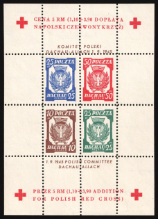 1945 Dachau - Allach, Poland, DP Camp, Displaced Persons Camp, Souvenir Sheet (Wilhelm Bl. 3 a z A, CV $90)