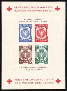 1945 Dachau - Allach, Poland, DP Camp, Displaced Persons Camp, Souvenir Sheet (Wilhelm Bl. 3 a z B, CV $90)