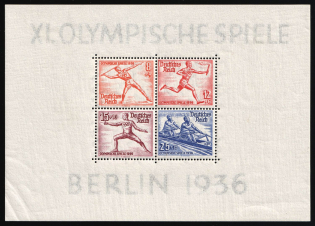 1936 Third Reich, Germany, Souvenir Sheet (Mi. Bl. 6, CV $60)