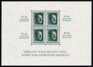 1937 Third Reich, Germany, Souvenir Sheet (Mi. Bl. 9, CV $120)