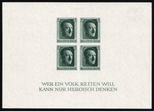 1937 Third Reich, Germany, Souvenir Sheet (Mi. Bl. 11, CV $110)
