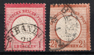 1872 German Empire, Large Breast Plates, Germany (Mi. 19, 21 a, Signed, CV $130, Used)