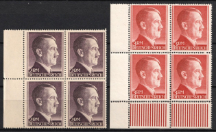 1944 Third Reich, Germany, Blocks of Four (Margins, MNH)