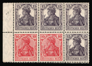 1919 Weimar Republic, Germany, Se-tenant, Zusammendrucke, Block (MNH)