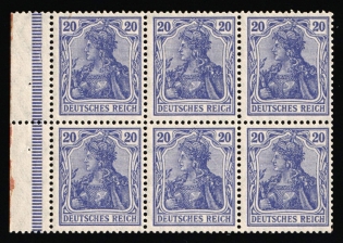 1920 Weimar Republic, Germany, Se-tenant, Zusammendrucke, Block (MNH)