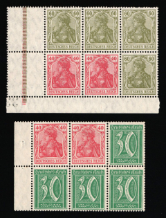 1921 Weimar Republic, Germany, Se-tenants, Zusammendrucke, Blocks (MNH)