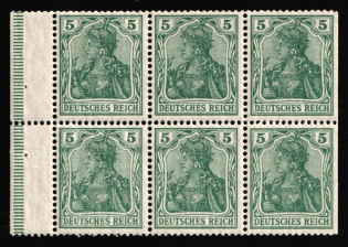 1913-16 German Empire, Germany, Se-tenant, Zusammendrucke, Block