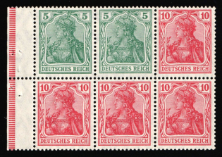 1913-16 German Empire, Germany, Se-tenant, Zusammendrucke, Block (MNH)