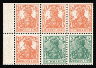 1918-19 German Empire, Germany, Se-tenant, Zusammendrucke, Block