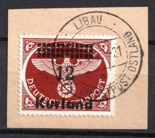 1945 12pf Kurland on piece, German Occupation, Germany (Signed)