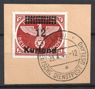 1945 12pf Kurland on piece, German Occupation, Germany (Signed)