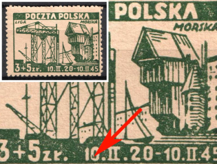 1945 3+5zl Poland (Green Dot in First '10', MNH)