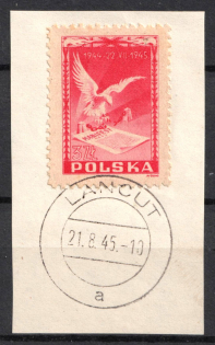 1945 3zl on piece Poland (LANCUT Postmark)