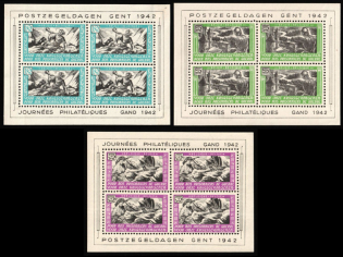 Belgian Flemish Legion, Germany, Full Sheets (Unissued stamps, Sheet Inscriptions, Plate Numbers on the Backside)