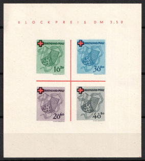 1948 Rhineland-Palatinate, French Zone of Occupation, Germany, Souvenir Sheet